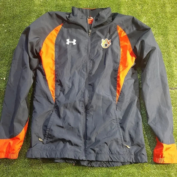 Womens Under ArmourNavy and Orange Auburn University Windbreaker Size XS - Picture 1 of 3